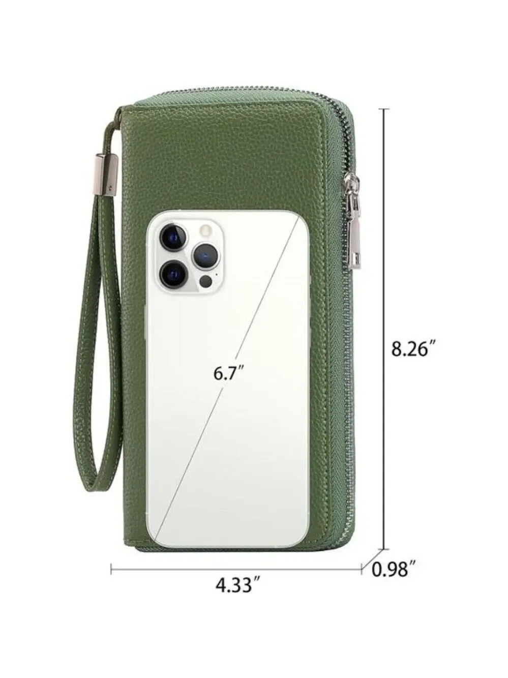 RFID Leather Wallet for Women Zip Around Clutch Wristlet Long Purse Card Holder